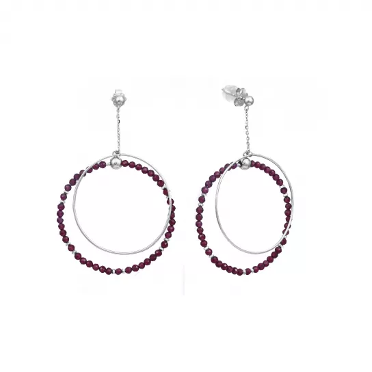 Серьги с гранатом из серебра