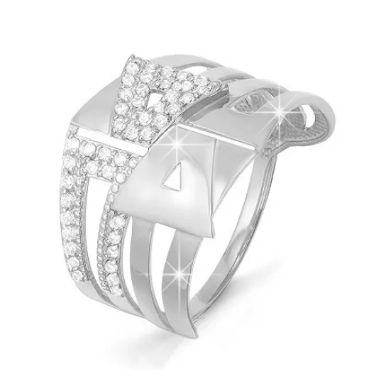 Кольцо с фианитом из серебра