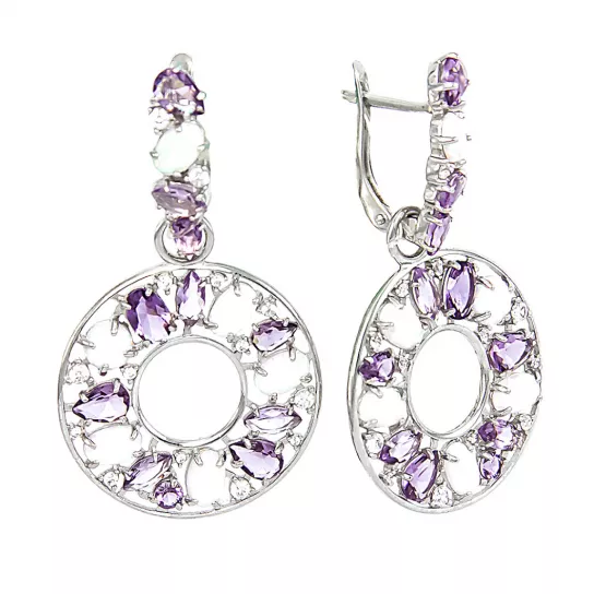 Серьги с камнями из серебра