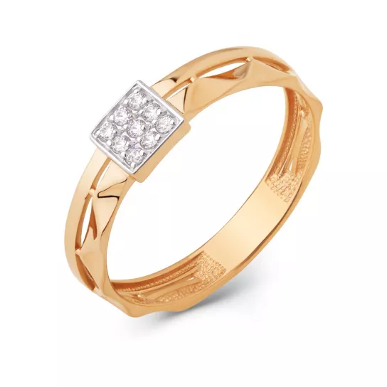 Кольцо с фианитом из золота