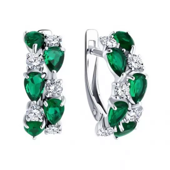 Серьги детские с фианитом из серебра