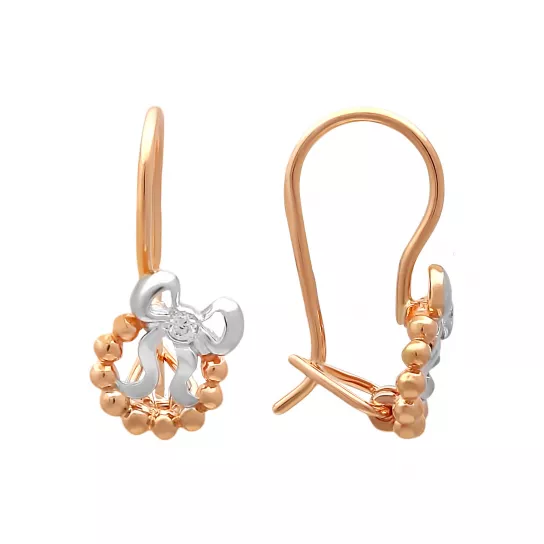 Серьги детские с фианитом из золота