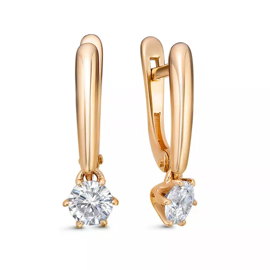 Серьги детские с фианитом из золота