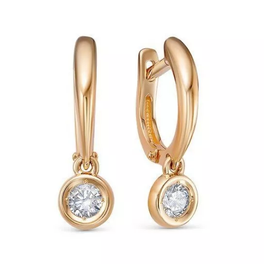 Серьги детские с фианитом из золота