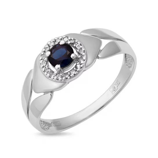 Кольцо с бриллиантами с сапфиром из золота