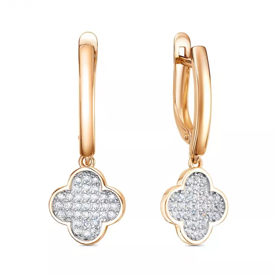 Серьги с фианитом из золота