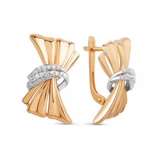 Серьги с фианитом из золота