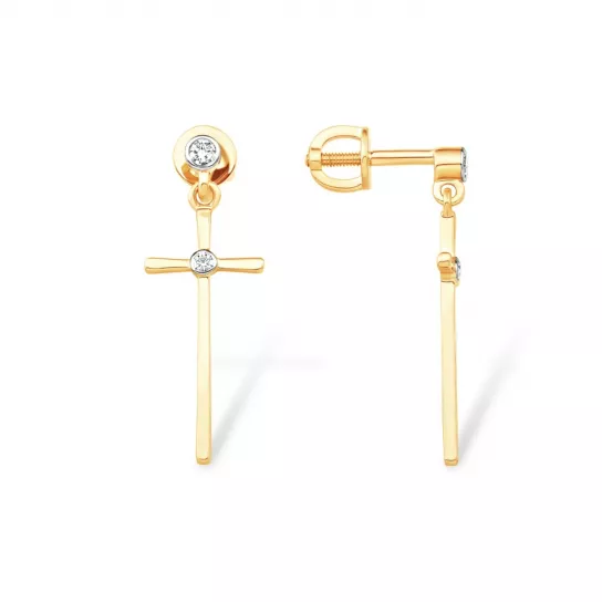 Пусеты с фианитом из золота