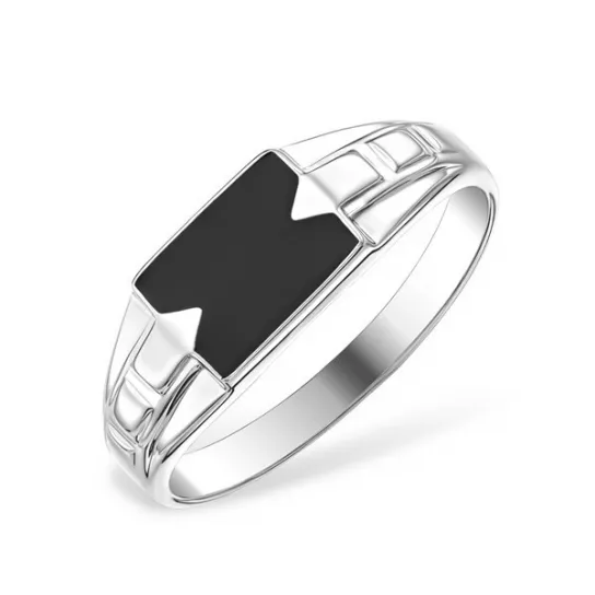 Кольцо-печатка с эмалью из серебра