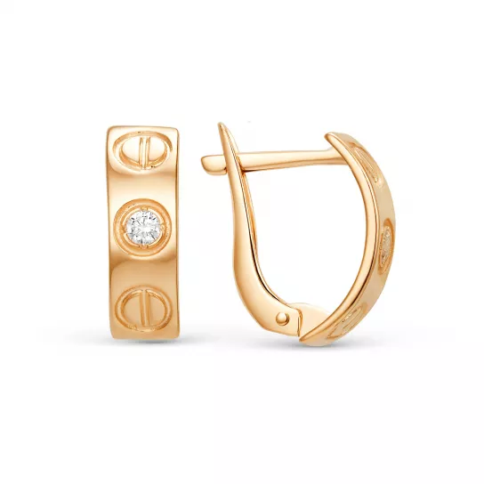 Серьги с фианитом из золота