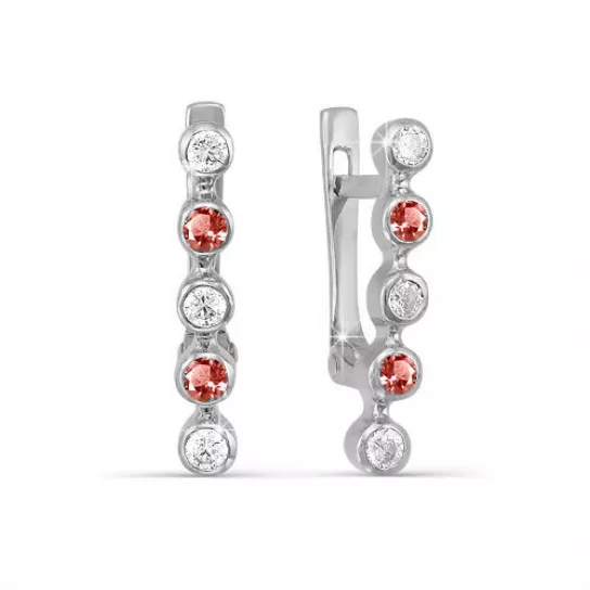 Серьги с фианитом из серебра