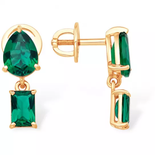 Пусеты с фианитом из золота