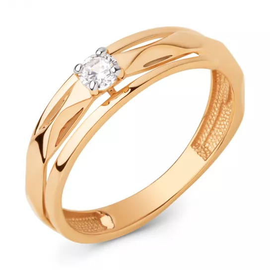 Кольцо с фианитом из золота