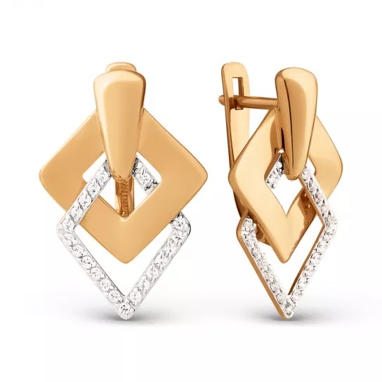 Серьги с фианитом из золота