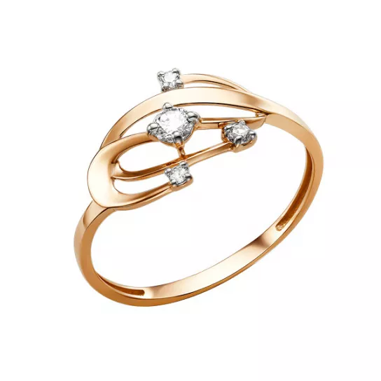 Кольцо с фианитом из золота