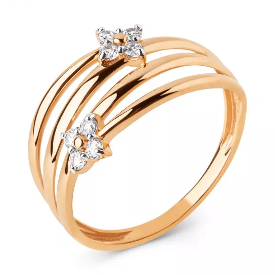 Кольцо с фианитом из золота