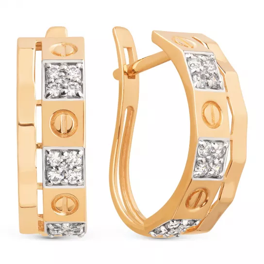 Серьги с фианитом из золота