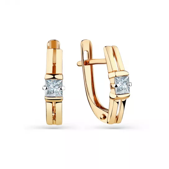 Серьги с фианитом из золота