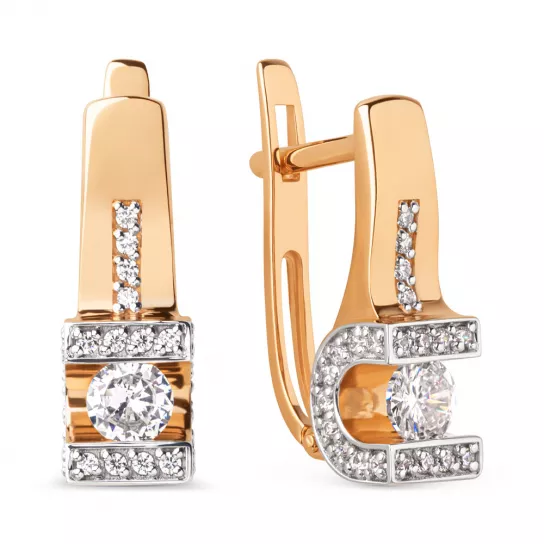 Серьги с фианитом из золота