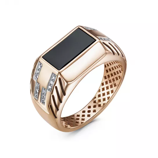 Кольцо-печатка с камнями из золота