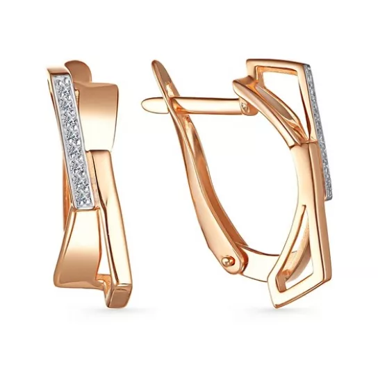 Серьги с фианитом из золота