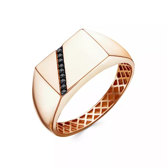 Кольцо-печатка с фианитом из золота