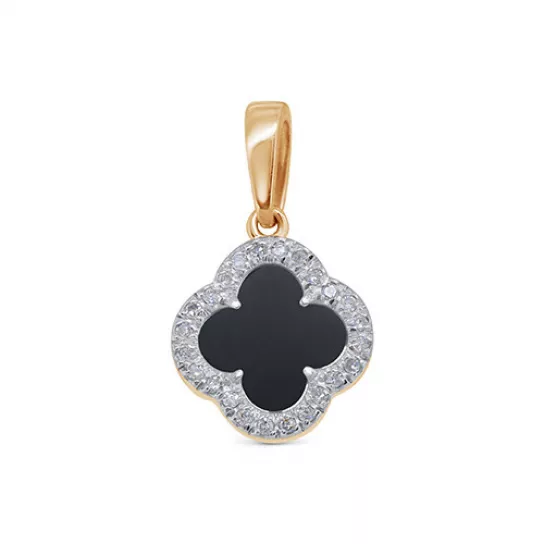 Подвеска с бриллиантами с ониксом из золота