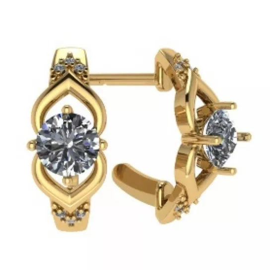 Серьги с фианитом из золота