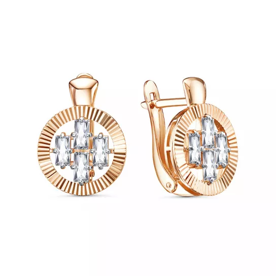 Серьги с фианитом из золота