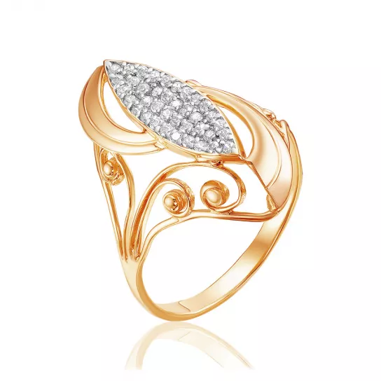 Кольцо с фианитом из золота