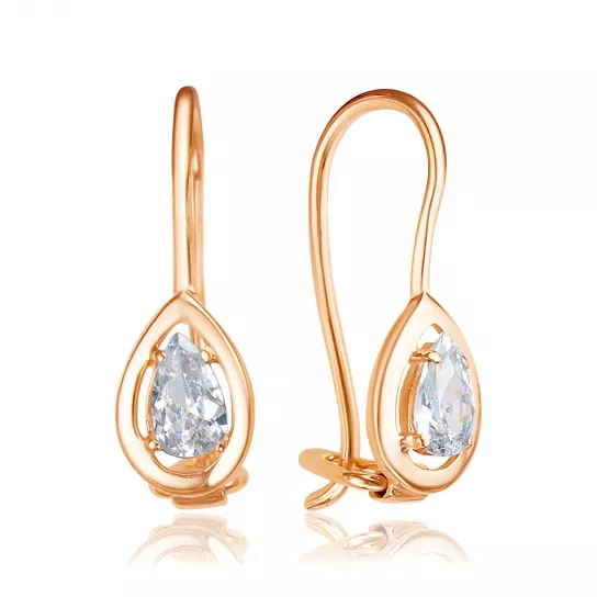 Серьги детские с фианитом из золота