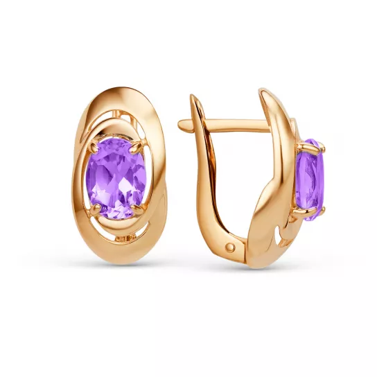 Серьги с аметистом из золота
