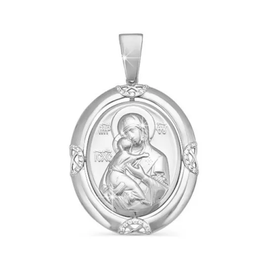 Икона с фианитом из серебра